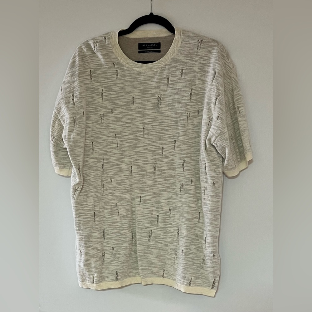 all saints oversized ivory short sleeve shirt
